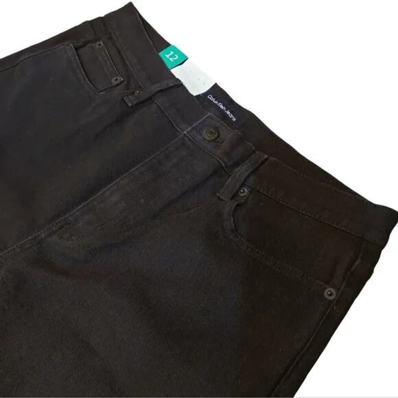 Calvin Klein Womens Inseam 29" Jet Black High Rise Mom Jeans Stretch NWT 14 - Picture 7 of 12